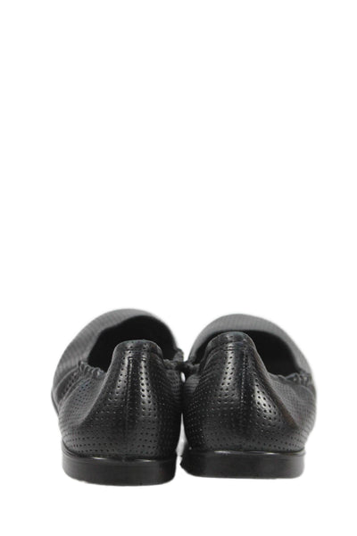 ECCO Womens Perforated Leather Ballet Flats Black Size 38 8