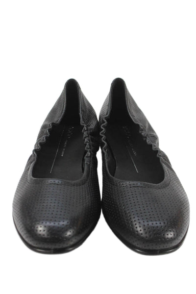 ECCO Womens Perforated Leather Slide On Ballet Flats Black Size 38 8