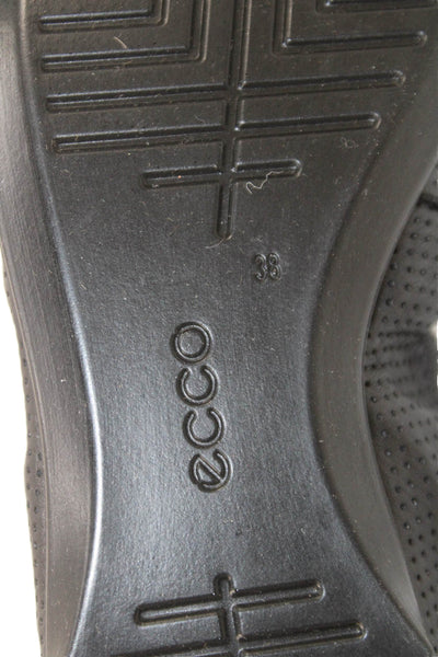 ECCO Womens Perforated Leather Slide On Ballet Flats Black Size 38 8