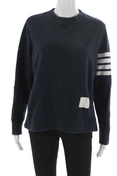 Thom Browne Womens Blue Striped Cotton Crewneck Pullover Size S