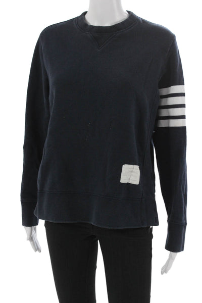 Thom Browne Womens Blue Striped Cotton Crewneck Pullover Size S