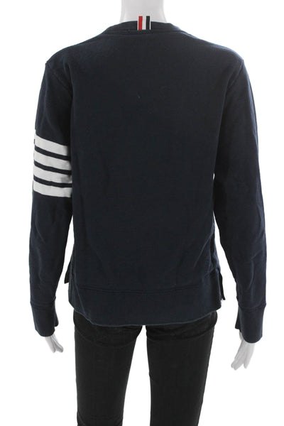 Thom Browne Womens Blue Striped Cotton Crewneck Pullover Size S
