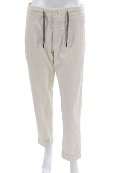 Marco Pescarolo Mens Ivory Chino Pants Drawstring 65% Lyocell Size 46