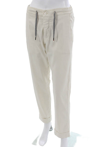 Marco Pescarolo Mens Ivory Chino Pants Drawstring 65% Lyocell Size 46