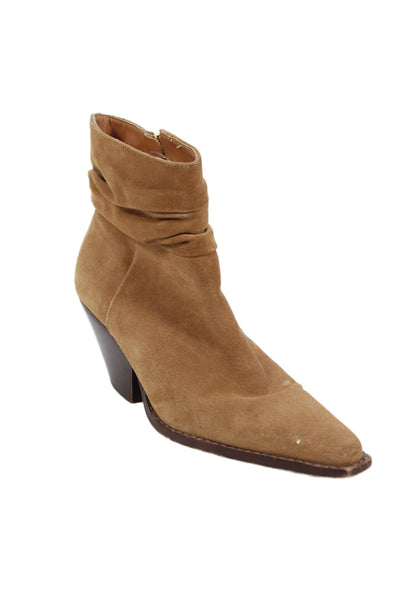 Vince Camuto Womens Suede Rouched Detail Heeled Boots Brown Size 8.5