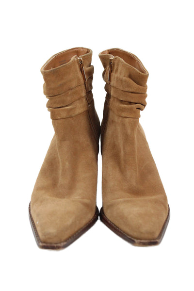 Vince Camuto Womens Suede Rouched Detail Heeled Boots Brown Size 8.5