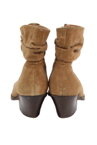 Vince Camuto Womens Suede Rouched Detail Heeled Boots Brown Size 8.5