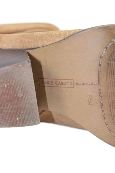 Vince Camuto Womens Suede Rouched Detail Heeled Boots Brown Size 8.5