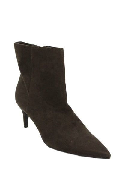 Marc Fisher Womens Suede Pointed Toe Heeled Ankle Boots Brown Size 8