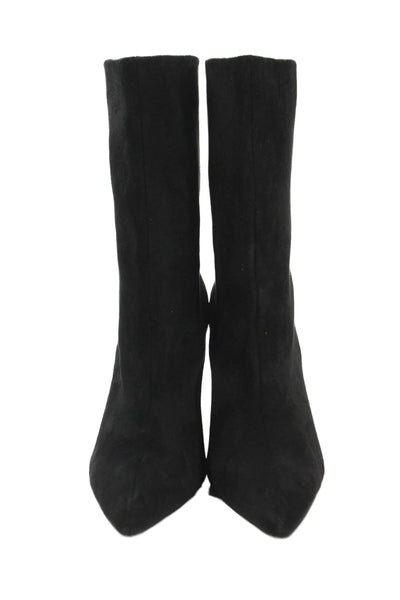 Steven Womens Suede Pointed Toe Mid Calf Heeled Boots Black Size 9