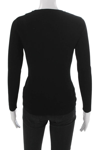 A.L.C. Womens Petite Black Long Sleeve Crew Neck Basic Blouse Pullover Size S
