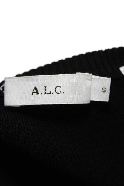 A.L.C. Womens Petite Black Long Sleeve Crew Neck Basic Blouse Pullover Size S