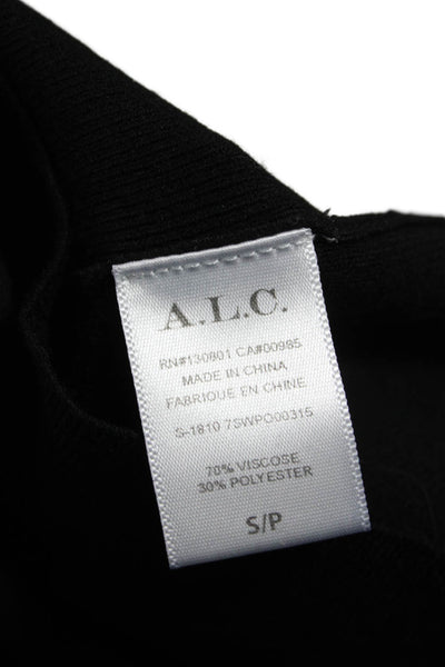 A.L.C. Womens Petite Black Long Sleeve Crew Neck Basic Blouse Pullover Size S