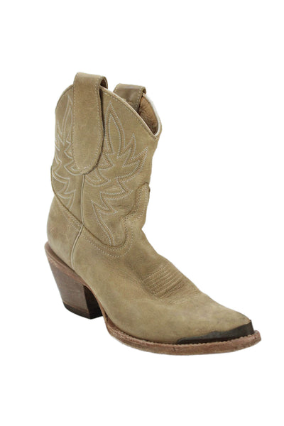 Idyllwind Womens Leather Embroidered Pointed Toe Cowboy Boots Beige Size 6B
