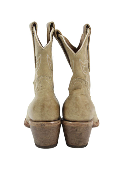 Idyllwind Womens Leather Embroidered Pointed Toe Cowboy Boots Beige Size 6B