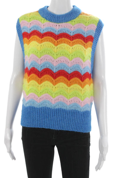 Zara Women Multicolor Geometric Sleeveless Sweater Vest Size M