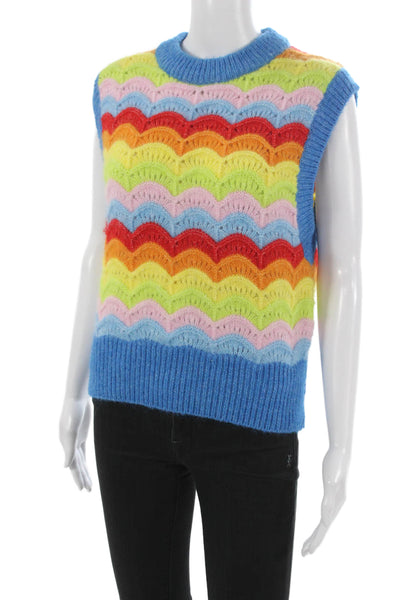Zara Women Multicolor Geometric Sleeveless Sweater Vest Size M