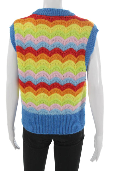 Zara Women Multicolor Geometric Sleeveless Sweater Vest Size M