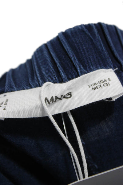 MNG Women Tencel Pull On Pants Blue Size S
