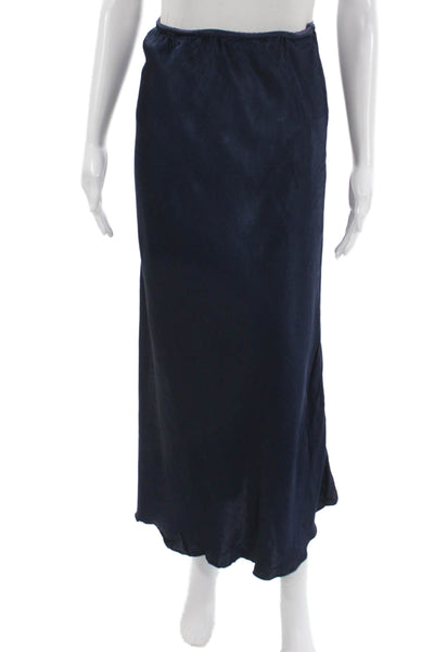Milio Milano Women Maxi Skirt Blue Viscose Midi Pull On Solid Size M