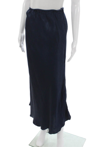 Milio Milano Women Maxi Skirt Blue Viscose Midi Pull On Solid Size M