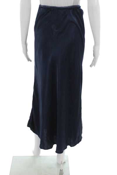 Milio Milano Women Maxi Skirt Blue Viscose Midi Pull On Solid Size M