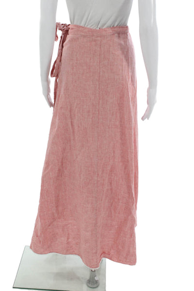 Miguelina Women Pink Linen Wrap Midi Skirt Size S