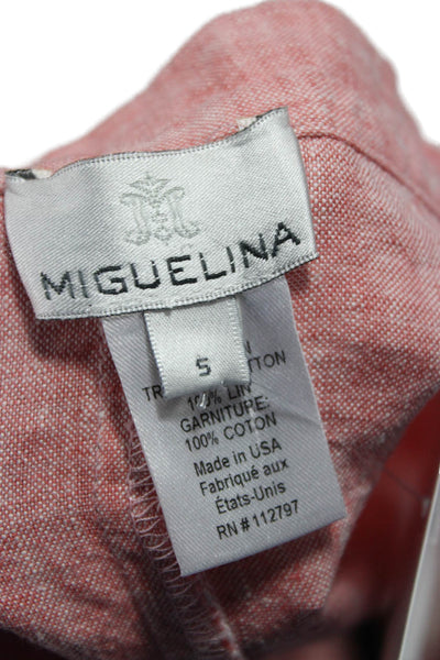 Miguelina Women Pink Linen Wrap Midi Skirt Size S