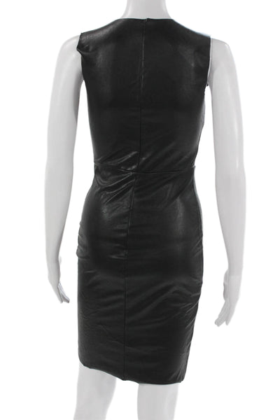 Commando Womens Sleeveless Bodycon Faux Leather Knee Length Black Dress Size S