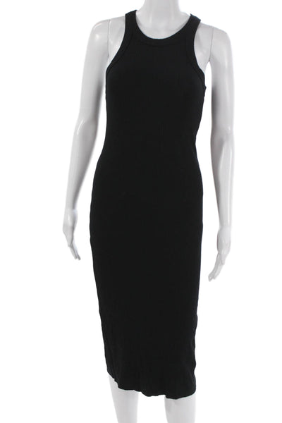 WSLY Women Tank Dress Black Sleeveless Mid Calf Pullover Round Neck Size S