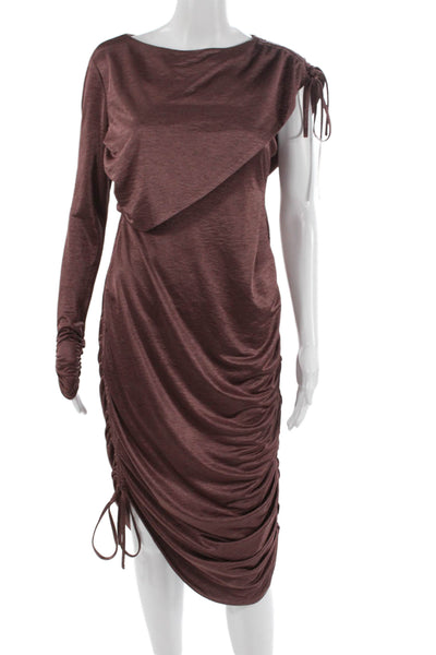 Love Whit by Whitney Port Womens Sheath Dress One Shoulder Brown Size S