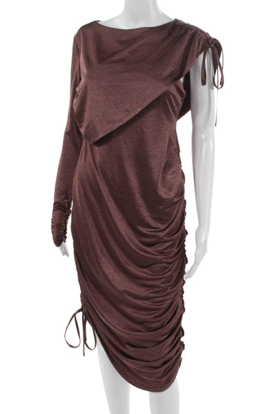 Love Whit by Whitney Port Womens Sheath Dress One Shoulder Brown Size S
