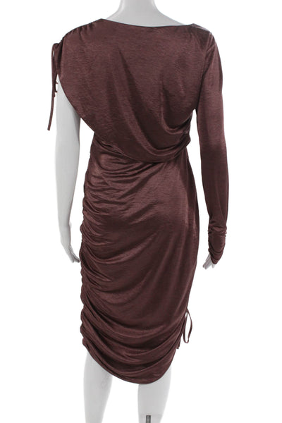 Love Whit by Whitney Port Womens Sheath Dress One Shoulder Brown Size S