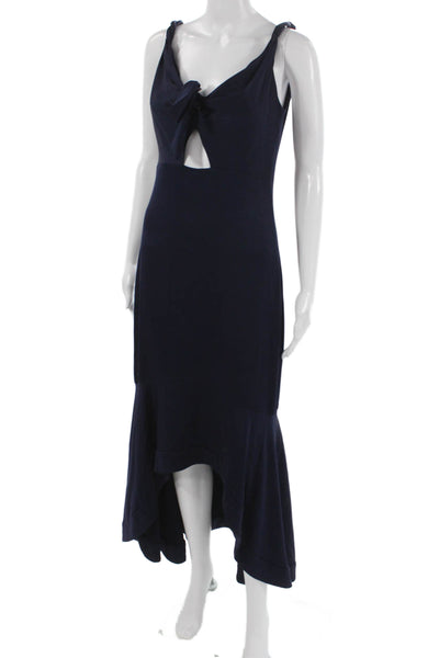 Shoshanna Women Mermaid Long Blue V-Neck Sleeveless Polyester Dress Size 2