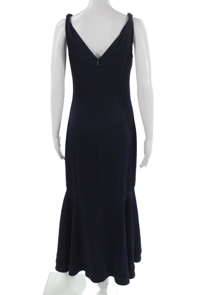 Shoshanna Women Mermaid Long Blue V-Neck Sleeveless Polyester Dress Size 2