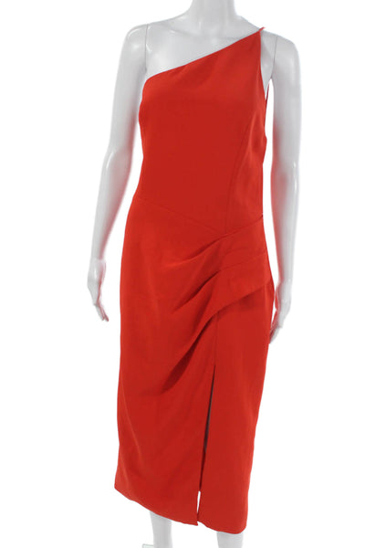 Manning Cartell Womens Red One Shoulder Sheath Dress Sleeveless Zip Size 8