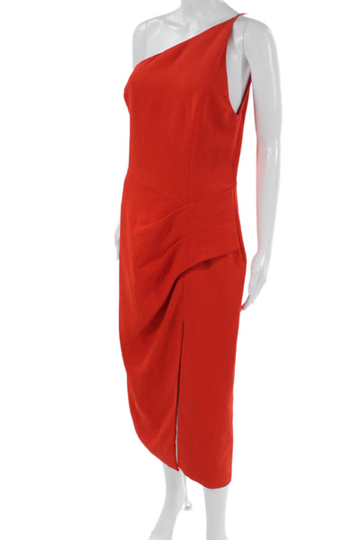Manning Cartell Womens Red One Shoulder Sheath Dress Sleeveless Zip Size 8