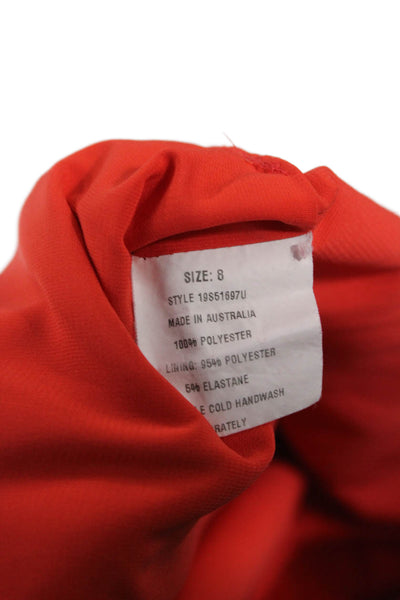 Manning Cartell Womens Red One Shoulder Sheath Dress Sleeveless Zip Size 8