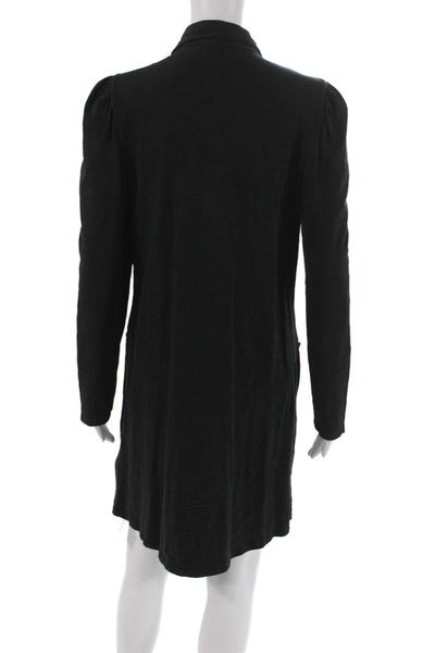 Nation LTD Women Shirt Dress Black Cotton Long-Sleeve Button Knee-Length Size L