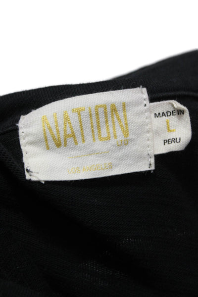 Nation LTD Women Shirt Dress Black Cotton Long-Sleeve Button Knee-Length Size L