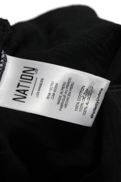 Nation LTD Women Shirt Dress Black Cotton Long-Sleeve Button Knee-Length Size L