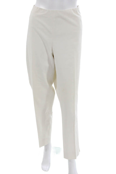 Lafayette 148 New York Womens Ankle Pants White Cotton Zip Size 16