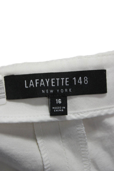 Lafayette 148 New York Womens Ankle Pants White Cotton Zip Size 16