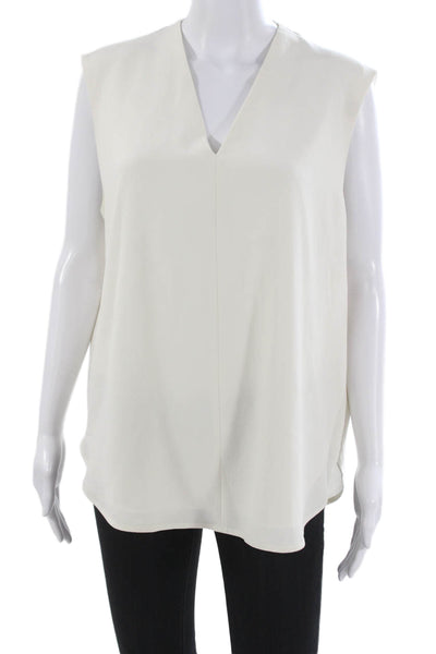 M.M. Lafleur Womens Tunic Blouse White V Neck Sleeveless Polyester Size XL