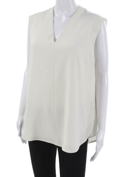 M.M. Lafleur Womens Tunic Blouse White V Neck Sleeveless Polyester Size XL