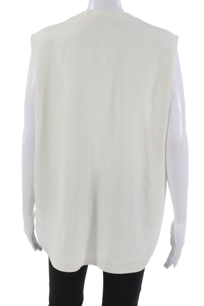 M.M. Lafleur Womens Tunic Blouse White V Neck Sleeveless Polyester Size XL