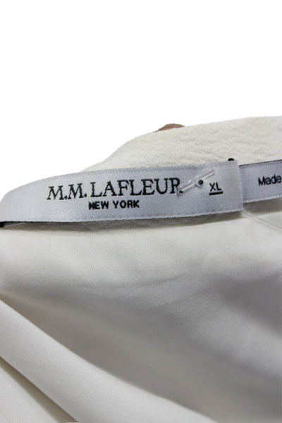 M.M. Lafleur Womens Tunic Blouse White V Neck Sleeveless Polyester Size XL