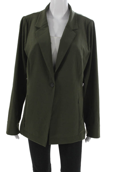 M.M. Lafleur Womens Blazer Green Long Sleeve Button Polyester Size 16