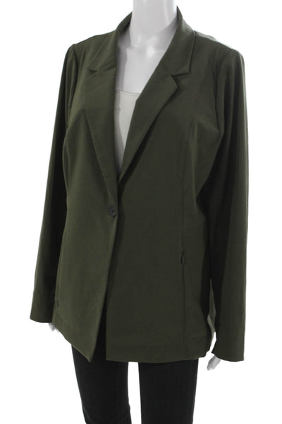 M.M. Lafleur Womens Blazer Green Long Sleeve Button Polyester Size 16