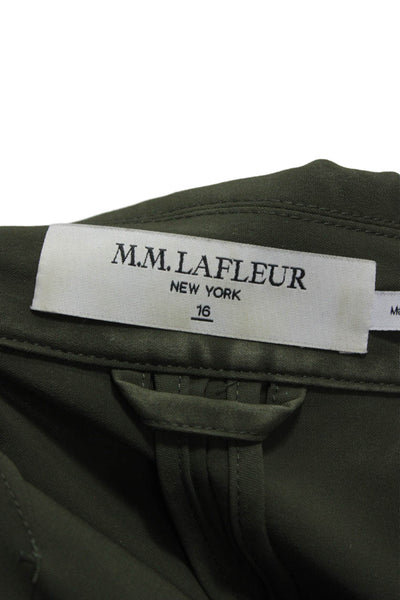 M.M. Lafleur Womens Blazer Green Long Sleeve Button Polyester Size 16